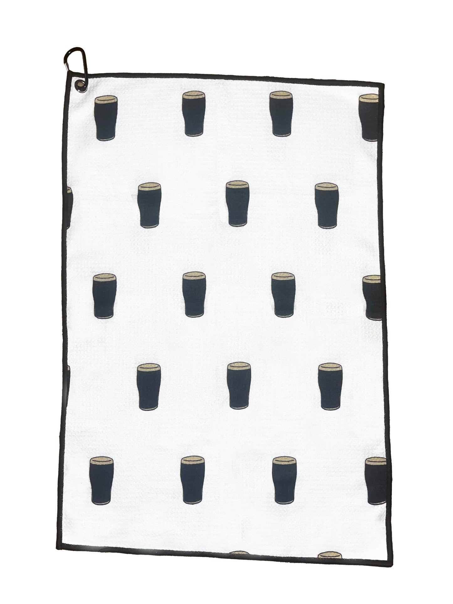 Pint Of Plain Waffle Microfiber Design Golf Towel, 40x60cm with Heavy Duty Clip